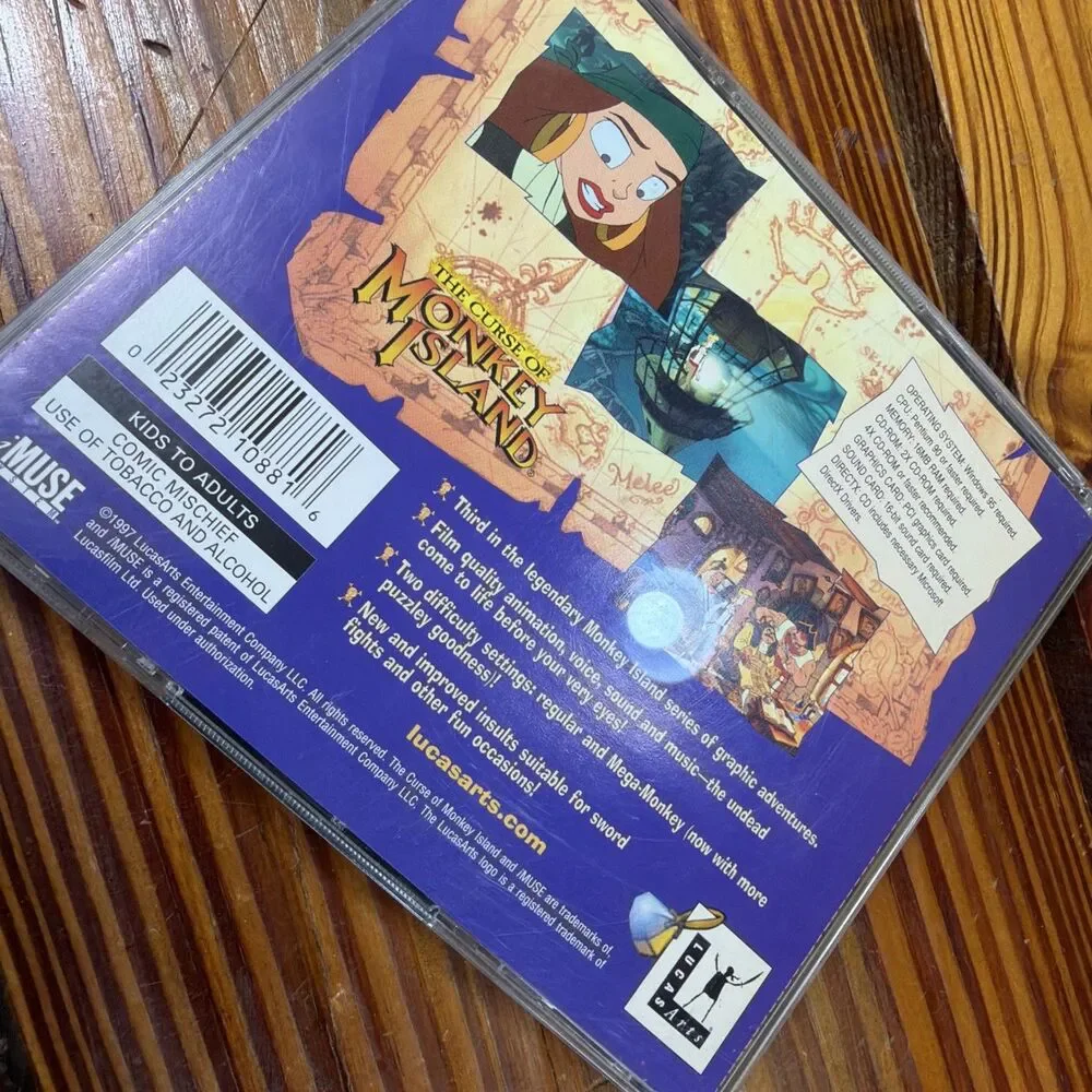 VINTAGE The Curse Of Monkey Island Lucas Arts PC CD-ROM 1997 Pirates MINTY!